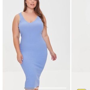 Forever 21 Plus 0X Blue Ribbed Tank dress